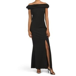 New CARLA CONTI Women's Italy Off The Shoulder Front Slit Gown Maxi Dress